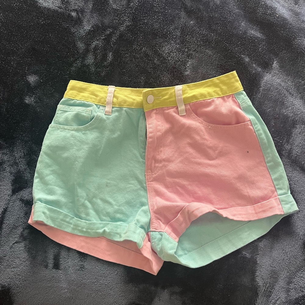 color patch shorts